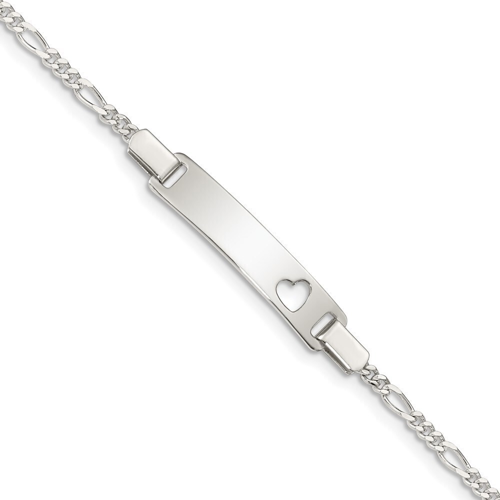 Kazi Luxury Sterling Silver Baby ID with Cut-out Heart Bracelet